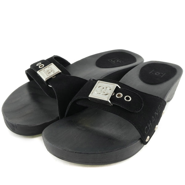 [샤넬] 샤넬 샌들 COCO Mark Wood X 스웨이드 흑인 여성의 순위