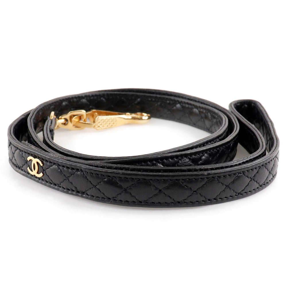 CHANEL】シャネル ドッグリード その他雑貨 ココマーク レザー 黒 Dog