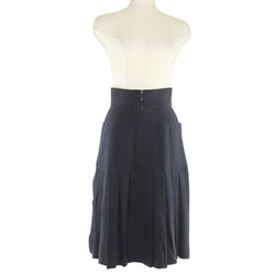 [CHANEL] Chanel Pleated Skirt 20534 Wool Navy PLEATED Ladies A Rank