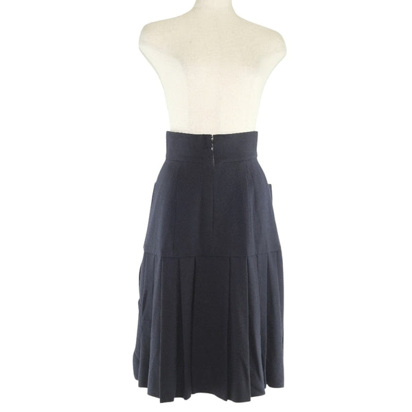 [CHANEL] Chanel 
 Pleated skirt 
 20534 Wool Navy PLEATED Ladies A Rank