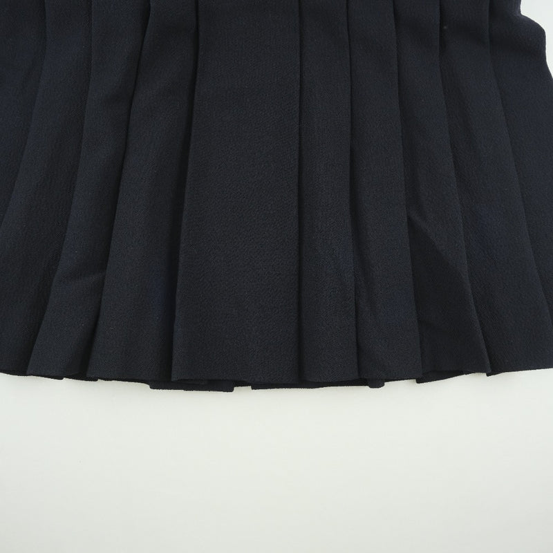 [CHANEL] Chanel Pleated Skirt 20534 Wool Navy PLEATED Ladies A Rank