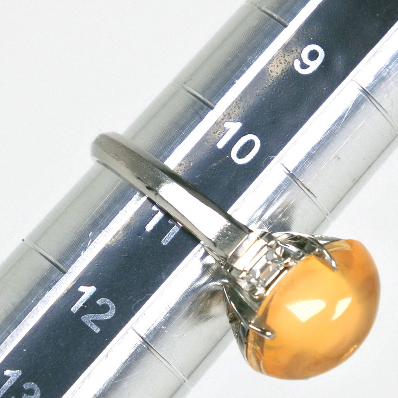 N ° 10.5 Anneau / anneau PT900 Platinum x Mexico Opal x Diamond Orange D0.19 Gravé Mesdames A RANG