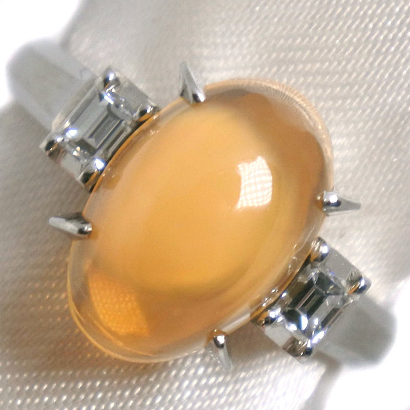 No. 10.5 Anillo / anillo PT900 Platino x México Pearl X Diamond Orange D0.19 Damas grabadas un rango