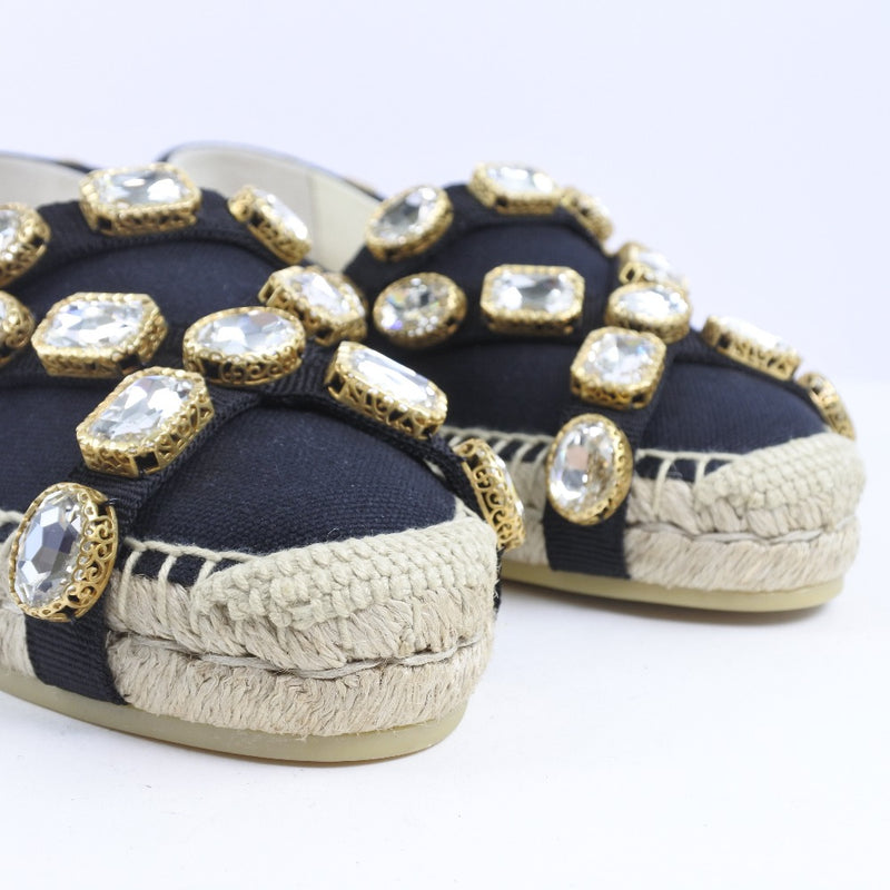 [Gucci] Gucci 
 Espadrille甲板鞋 
 578208 CANVAS BLACK BLACK ESPADRILLE MUNISEX S RAK