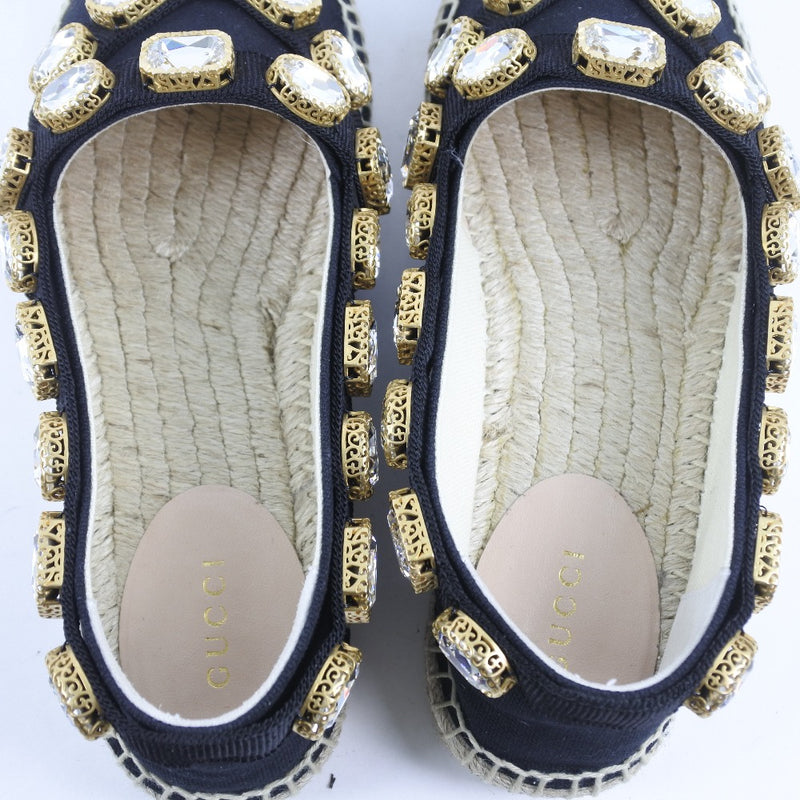 [Gucci] Gucci 
 Espadrille甲板鞋 
 578208 CANVAS BLACK BLACK ESPADRILLE MUNISEX S RAK