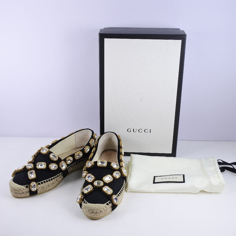 [Gucci] Gucci 
 Zapatos de cubierta de Epaza 
 578208 Canvas Black Espadrille Unisex S Rank