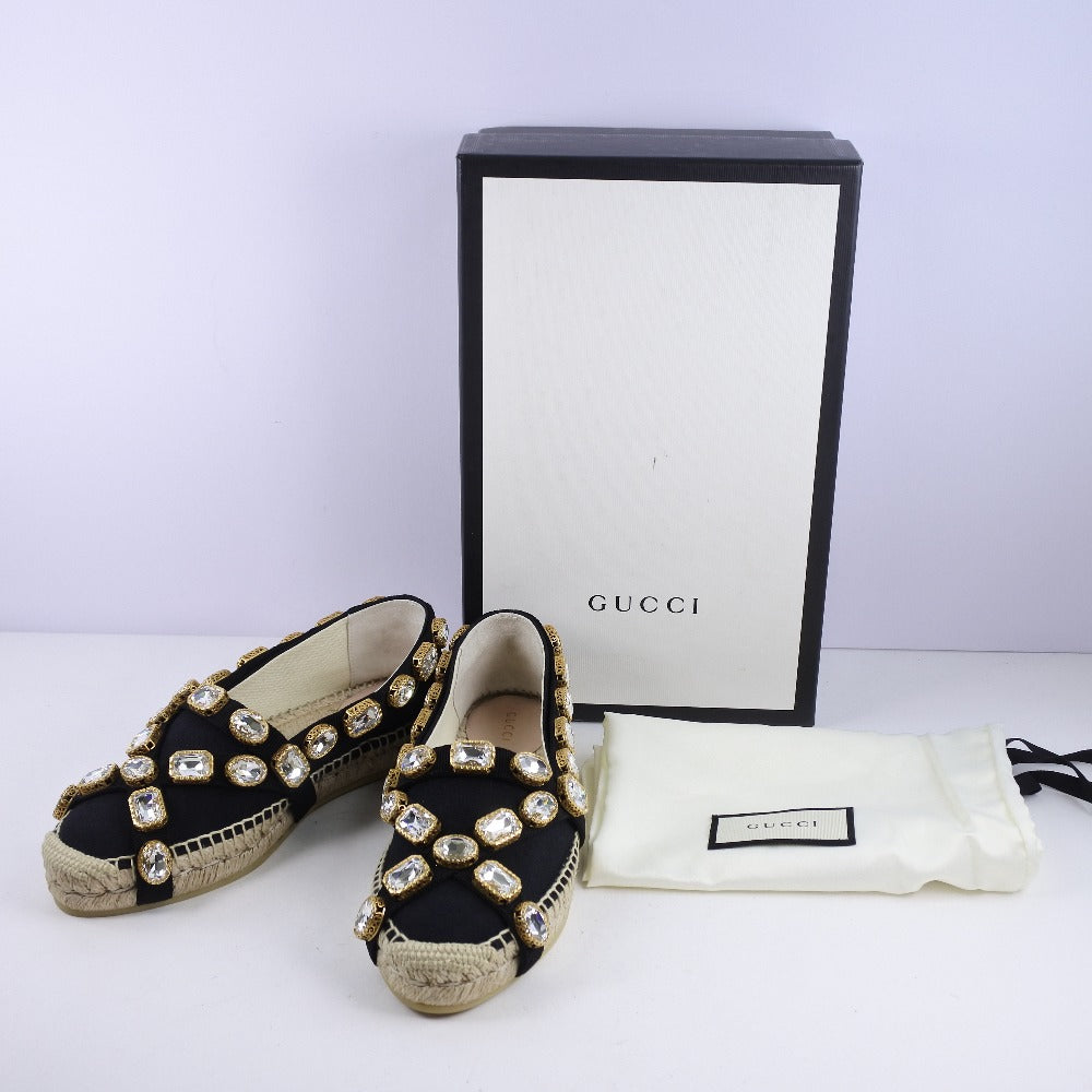 GUCCI】グッチ エスパドリーユ デッキシューズ 578208 キャンバス 黒