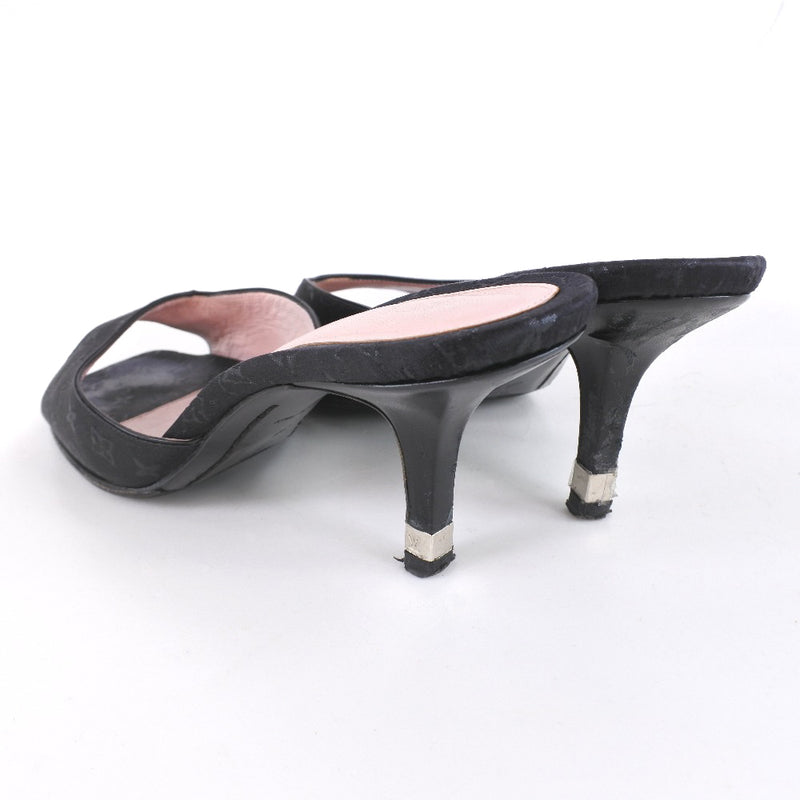 [Louis Vuitton] Louis Vuitton 
 Mula de sandalia 
 Monograma de la cinta del talón sandalias negras satinadas damas