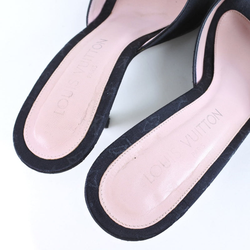[Louis Vuitton]路易威登 
 凉鞋m子 
 脚跟丝带会标缎面黑色凉鞋女士