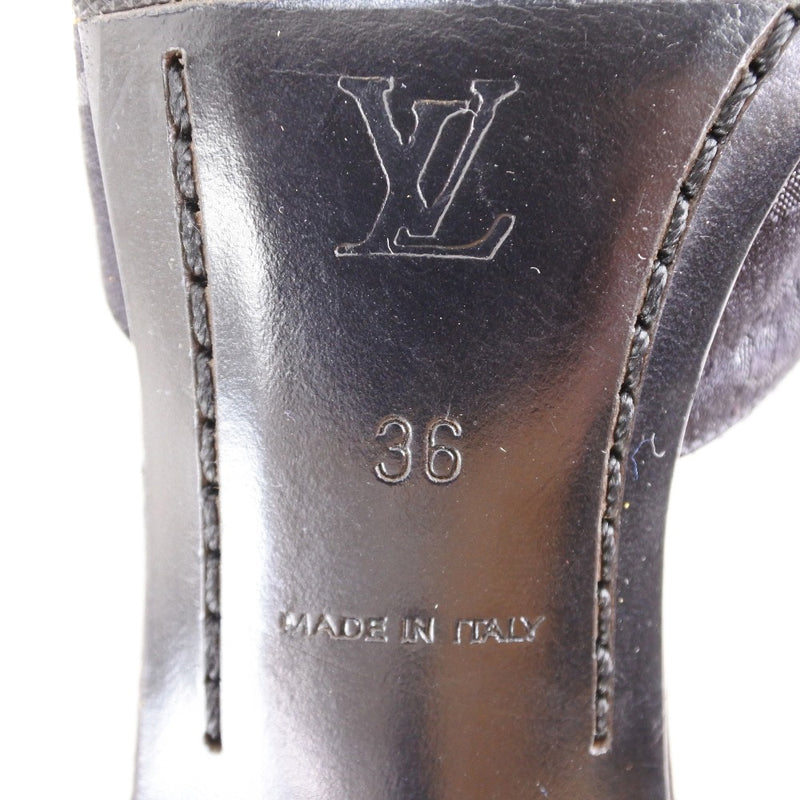 [Louis Vuitton]LOUIS VUITTON Sandals Mules Heel Ribbon MonogramSatin Black Sandals Ladies