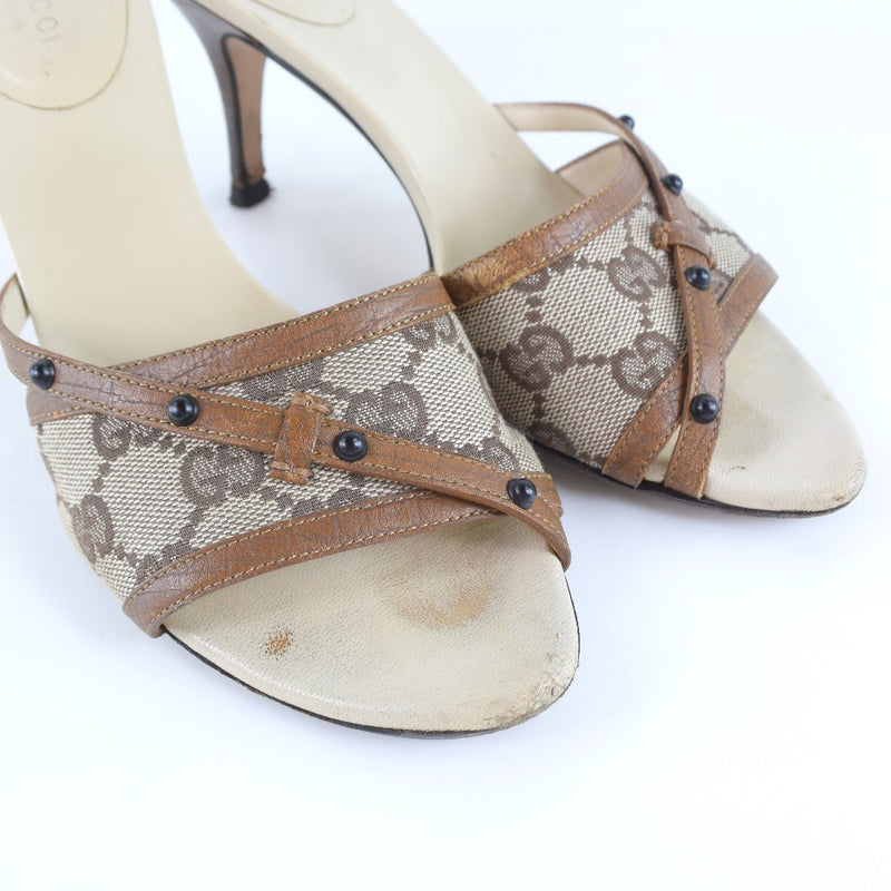 [GUCCI] Gucci 
 Mule sandals 
 GG Canvas Brown 7 1/2 engraved MULE Ladies