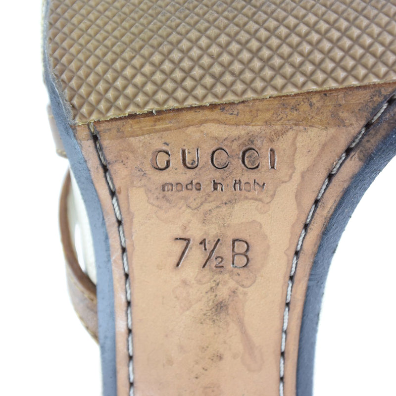 [Gucci] Gucci 
 m子凉鞋 
 GG帆布棕色7 1/2雕刻的m子女士