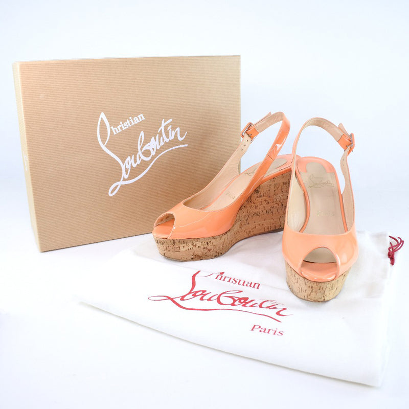 [Christian Louboutin]克里斯蒂安·卢布丹 
 楔形鞋底 
 Patent Leather Orange 37雕刻楔形女士