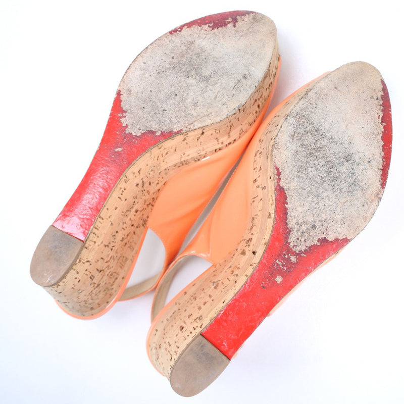 [Christian Louboutin]克里斯蒂安·卢布丹 
 楔形鞋底 
 Patent Leather Orange 37雕刻楔形女士