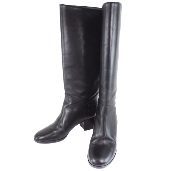 [CHANEL] Chanel 
 Boots 
 38c Calf Black Ladies SA Rank