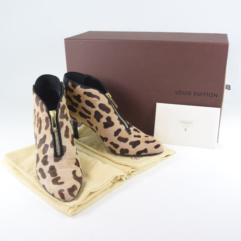 [Louis Vuitton] Louis Vuitton 
 Short boots 
 Leopard pattern Harako beige 37 1/2 engraved SHORT BOOTS Ladies A-Rank