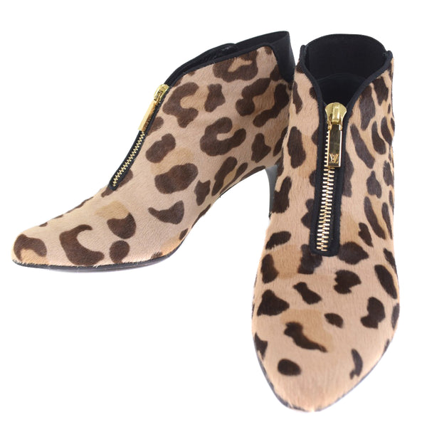 [Louis Vuitton] Louis Vuitton 
 Short boots 
 Leopard pattern Harako beige 37 1/2 engraved SHORT BOOTS Ladies A-Rank