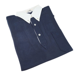 [Hermes] Hermes 
 Camisa de polo corta 
 Camisa de polo azul marino de algodón rango de hombres