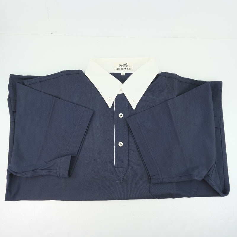 [HERMES] Hermes 
 Polo shirt short -sleeved shirt 
 Cotton Navy Polo Shirt Men's S Rank