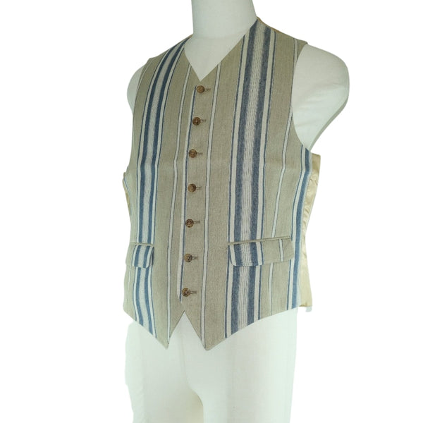 [HERMES] Hermes 
 Gill vest 
 Stripe hemp x rayon beige GILLET Men's S rank
