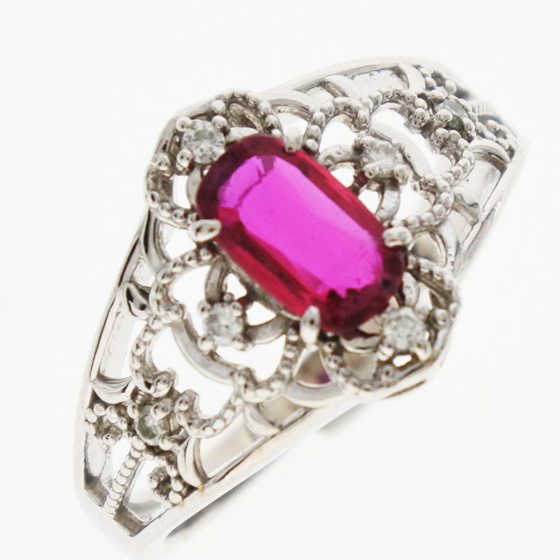 Anillo / anillo No. 11 18KOro blanco x ruby ​​x diamante 0.625/0.05 brazos 3.1g damas sa rango