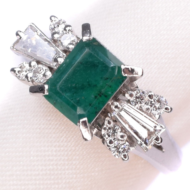 エメラルド ダイヤ 16.5号 リング・指輪
 Pt900プラチナ 緑 約7.8g Emerald diamond レディースSAランク