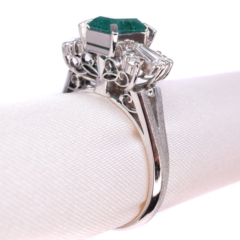 エメラルド ダイヤ 16.5号 リング・指輪
 Pt900プラチナ 緑 約7.8g Emerald diamond レディースSAランク