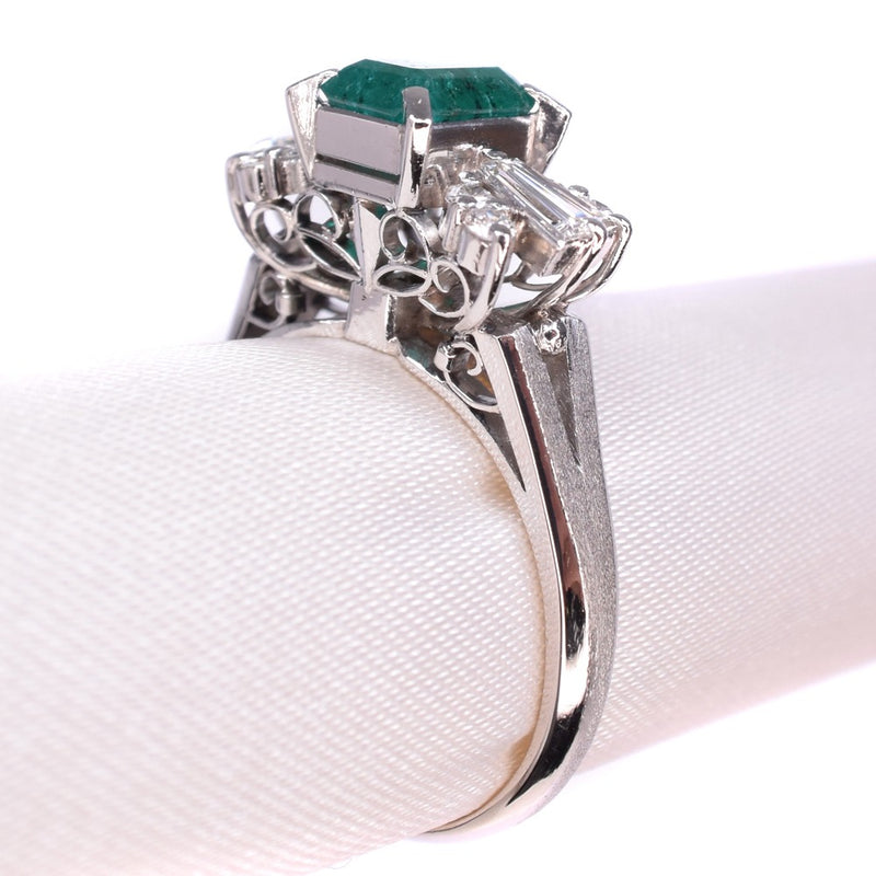 Emerald Diamond n ° 16,5 Anneau / bague PT900 Green Platinum Vert environ 7,8 g d'émeraude Diamond dames SA RANG