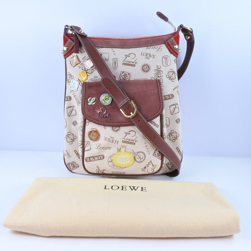 [LOEWE] Loewe 
 Pinbatch shoulder bag 
 Suede tea fastener PIN BATCH Ladies A+Rank