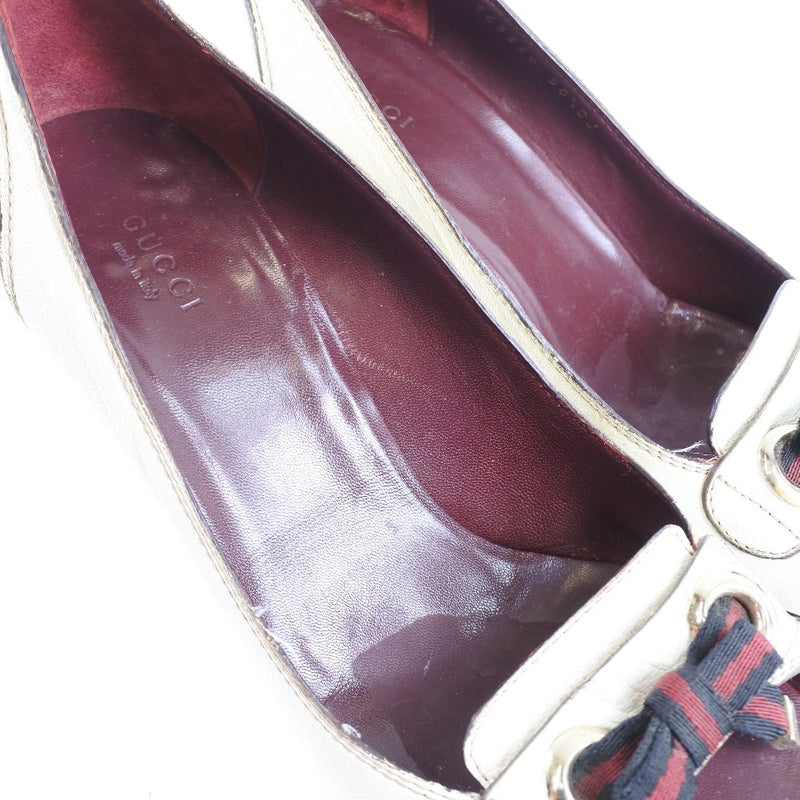 【GUCCI】グッチ
 ハイヒール パンプス
 レザー ホワイト 38 1/2C刻印 High heels レディース