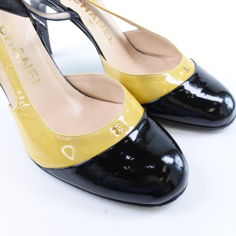 [CHANEL] Chanel 
 Pumps sandals 
 A17523 Patent Leather Black 36 1/2 engraved PUMPS Ladies A-Rank