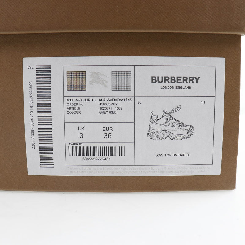 [Burberry] Burberry 
 Zapatillas de zapatillas 
 8020671 1003 suecos x cuero gris bajo top zapatillas damas a+rango