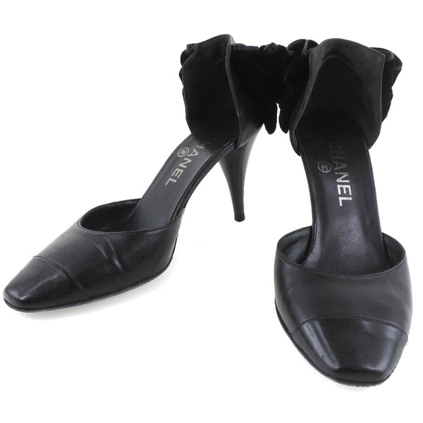 [샤넬] 샤넬 리본 펌프, 새틴 X 송아지, 검은 리본 여성