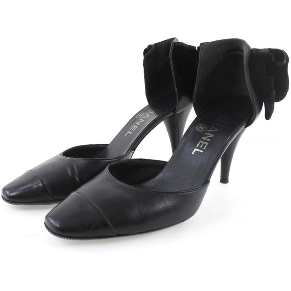 [샤넬] 샤넬 리본 펌프, 새틴 X 송아지, 검은 리본 여성