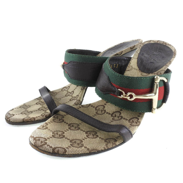 [구찌] 구찌 샌들 gg 캔버스 갈색 여성