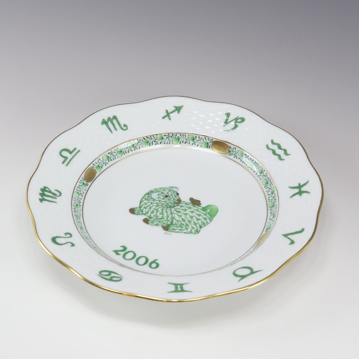 HEREND】ヘレンド 2006年干支イヤープレート 犬 置物 オブジェ