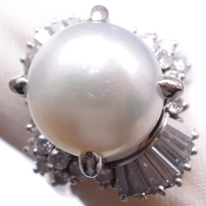 パール ダイヤモンド 11号 リング・指輪
 Pt900プラチナ×真珠 約11g Pearl diamond レディースA-ランク