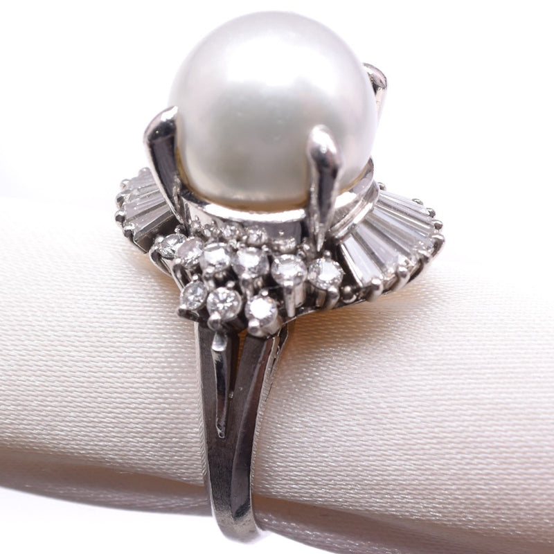 パール ダイヤモンド 11号 リング・指輪
 Pt900プラチナ×真珠 約11g Pearl diamond レディースA-ランク