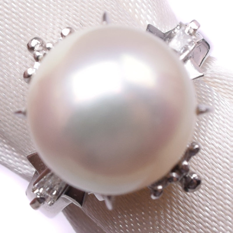 パール ダイヤモンド 7号 リング・指輪
 Pt900プラチナ×真珠 約7.7g Pearl diamond レディースAランク