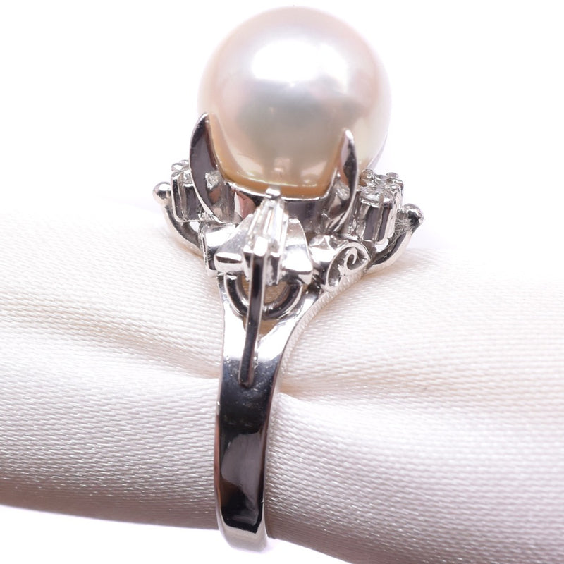 Perla diamante n. ° 7 anillo / anillo 
 PT900 Platinum x Pearl aproximadamente 7.7 g de perlas Diamond Ladies A Rank