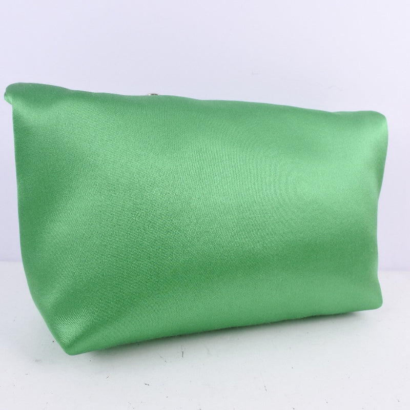 [Burberry] Burberry PIN Clutch Clutch Bag Pouch 4075558 Rayon x Silk Green Magnet Type PIN Clutch Ladies S Rank