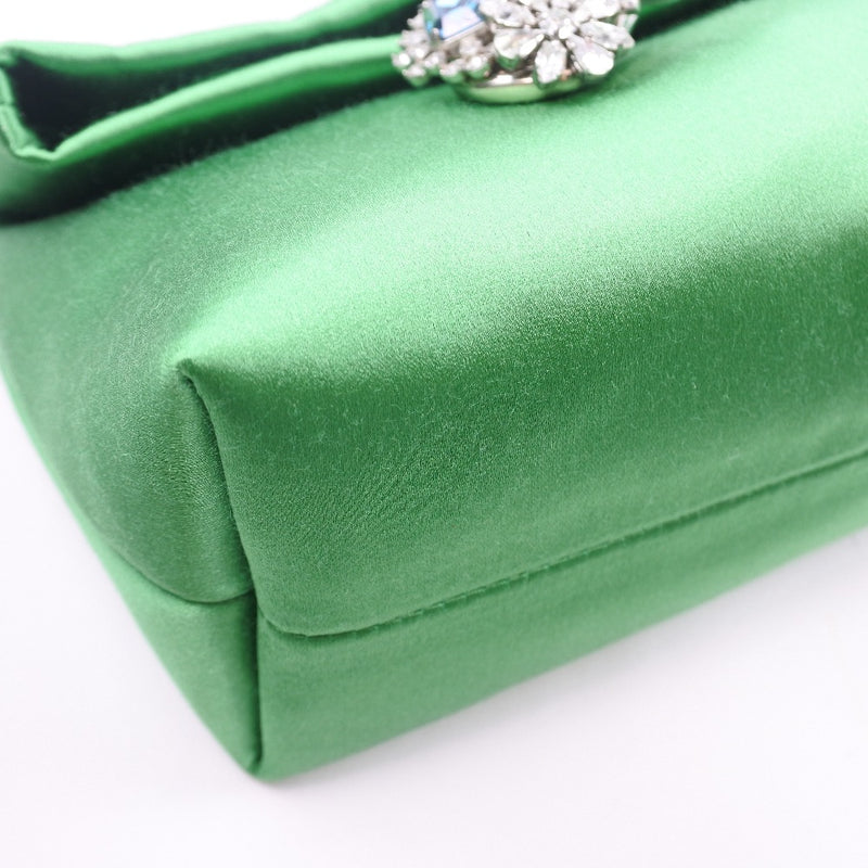 [Burberry] Burberry PIN Clutch Clutch Bag Pouch 4075558 Rayon x Silk Green Magnet Type PIN Clutch Ladies S Rank