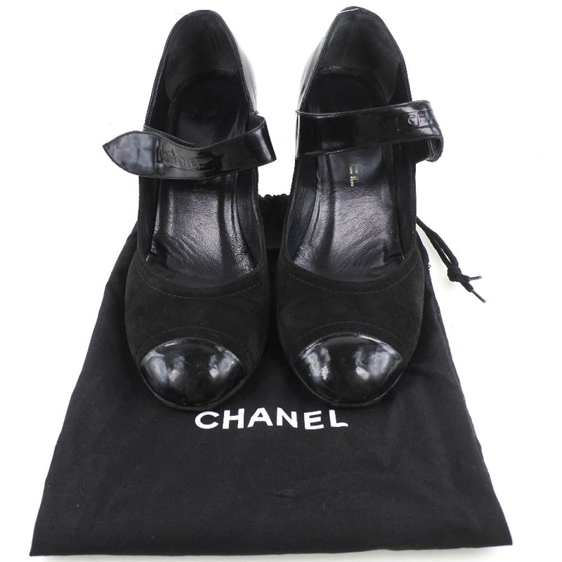 [Chanel] Chanel 
 Bombas de velcro 
 Patente de cuero x gamuza cinta de magia negra damas