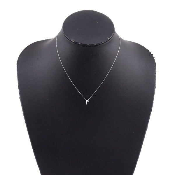 초기 "F"목걸이 18K화이트 골드 X 다이아몬드 0.05 스탬프 약. 0.8g 초기 "F"여성 SA 순위