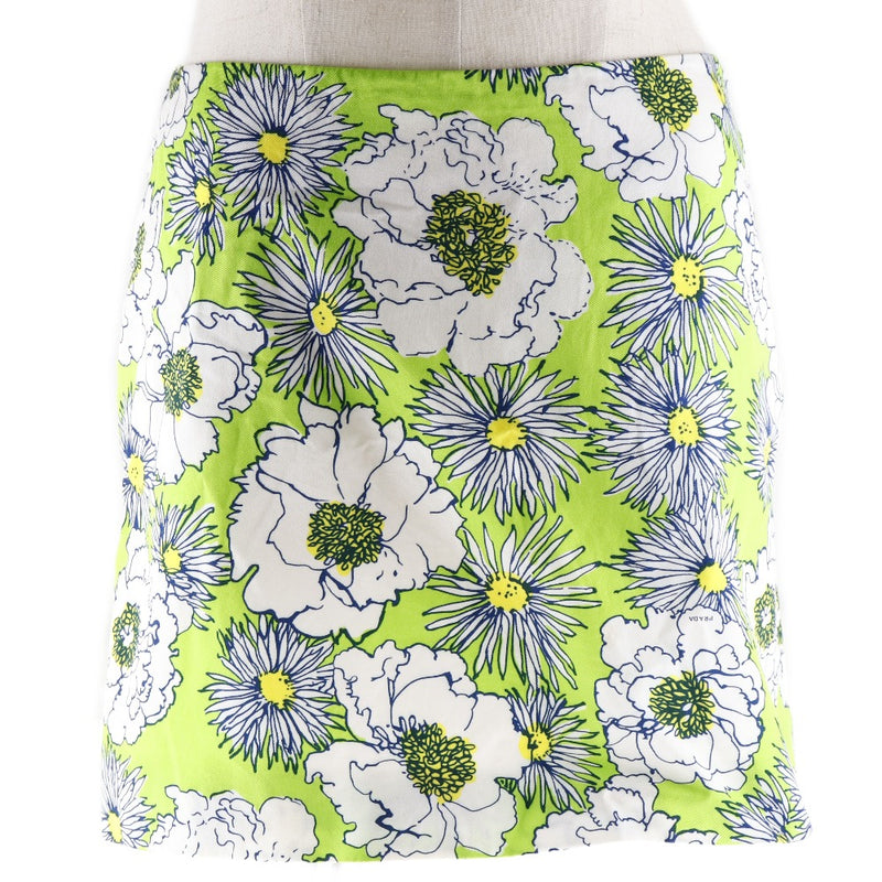 PRADA] Prada Floral cotton green ladies mini skirt A rank