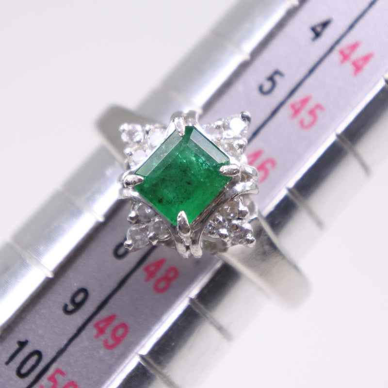 7 번 링 / 링 
 PT900 플래티넘 X Emerald X Diamond E0.59 D0.15 약 4.1g Ladies A rank.