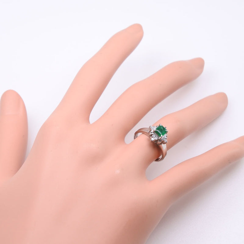 Anillo / anillo No. 7 
 PT900 Platinum x Emerald x Diamond E0.59 D0.15 grabado alrededor de 4.1 g de damas un rango
