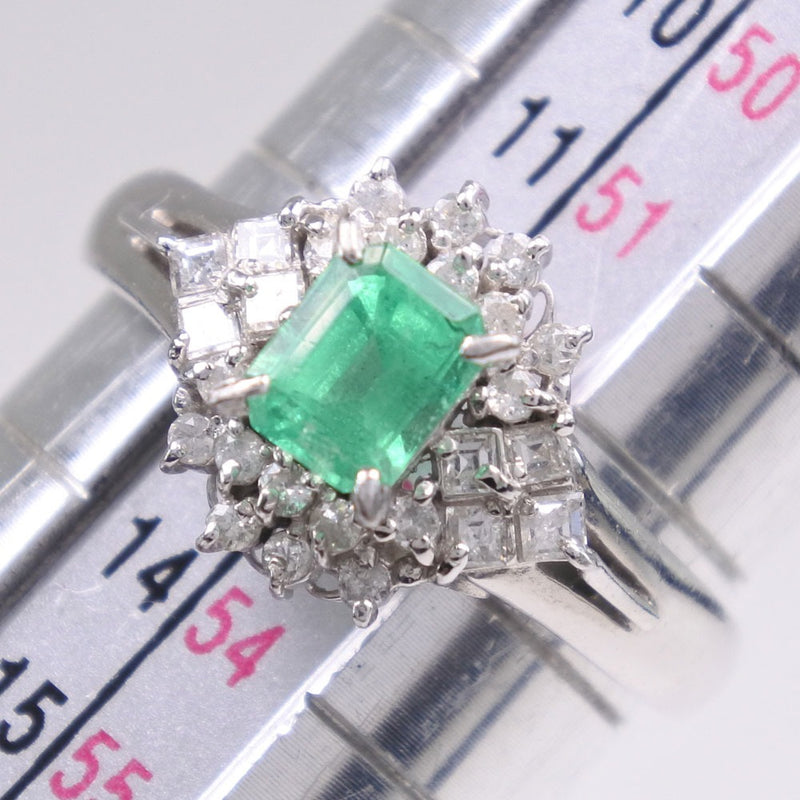 Anillo / anillo No. 13 
 PT900 Platinum x Emerald x Diamond E0.55 D0.28 Mujeres grabadas un rango