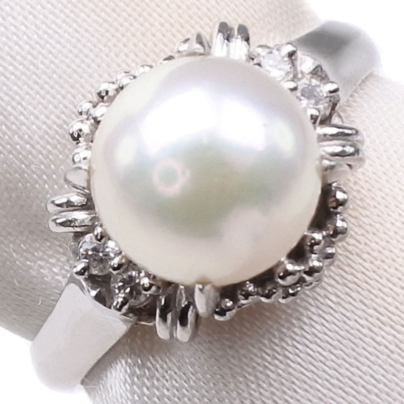 Perle n ° 11 Anneau / anneau Diamond 8,0 mm Pearl x PT900 Platinum Environ 5 g de perles de femmes