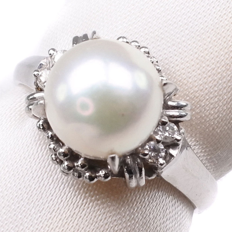 Perle n ° 11 Anneau / anneau Diamond 8,0 mm Pearl x PT900 Platinum Environ 5 g de perles de femmes